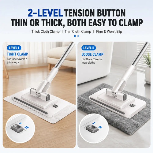 Extendable Telescopic Disposable Flat Clip Mop, 360° Swivel Lightweight Floor Mop, Multi-purpose Cleaner for Hardwood, Tile, Kitchen & Bathroom