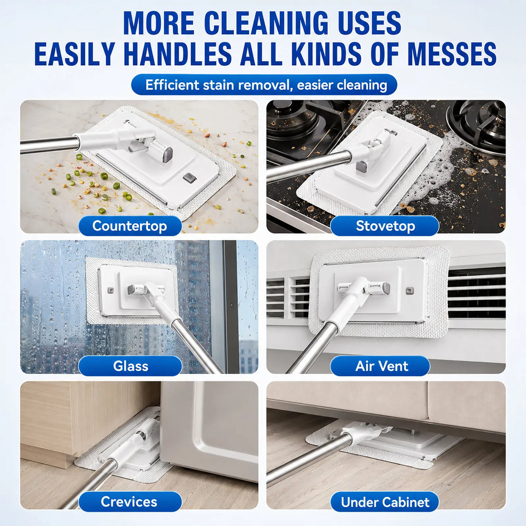 Extendable Telescopic Disposable Flat Clip Mop, 360° Swivel Lightweight Floor Mop, Multi-purpose Cleaner for Hardwood, Tile, Kitchen & Bathroom