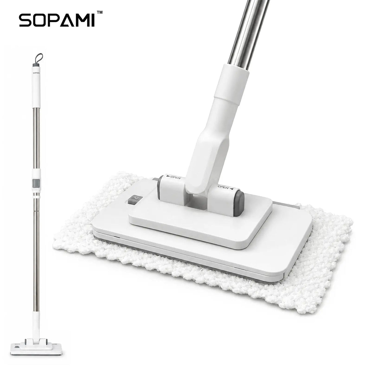 Extendable Telescopic Disposable Flat Clip Mop, 360° Swivel Lightweight Floor Mop, Multi-purpose Cleaner for Hardwood, Tile, Kitchen & Bathroom